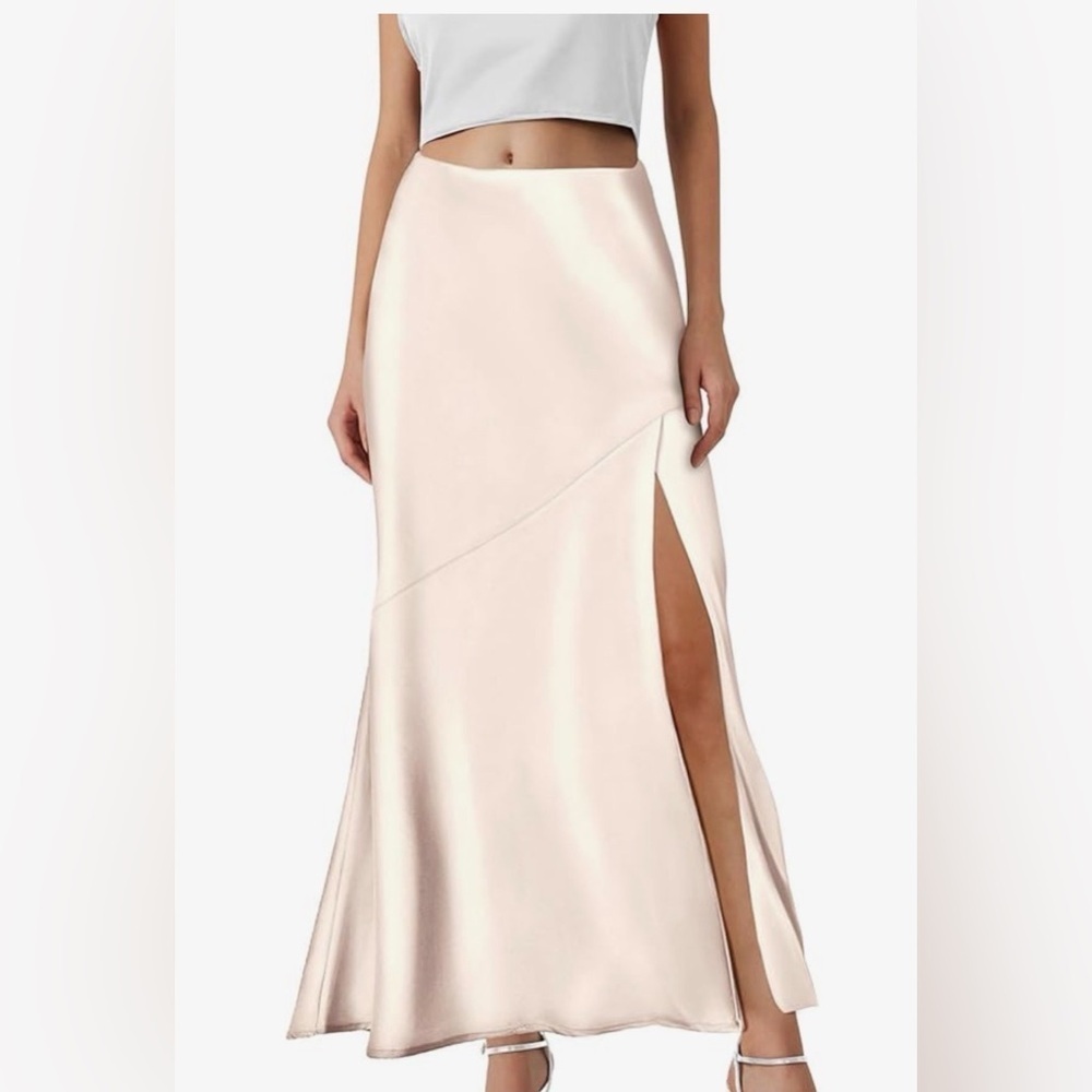 NWT Skirt High Waisted Flowy A-line (Beige,Medium)